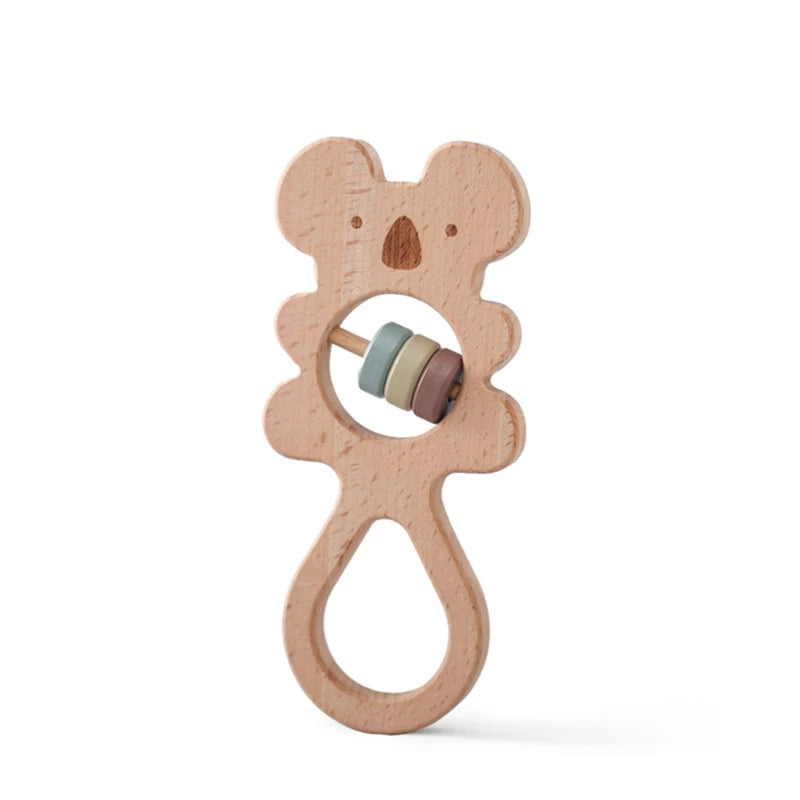 Wooden Montessori Animal Rattle