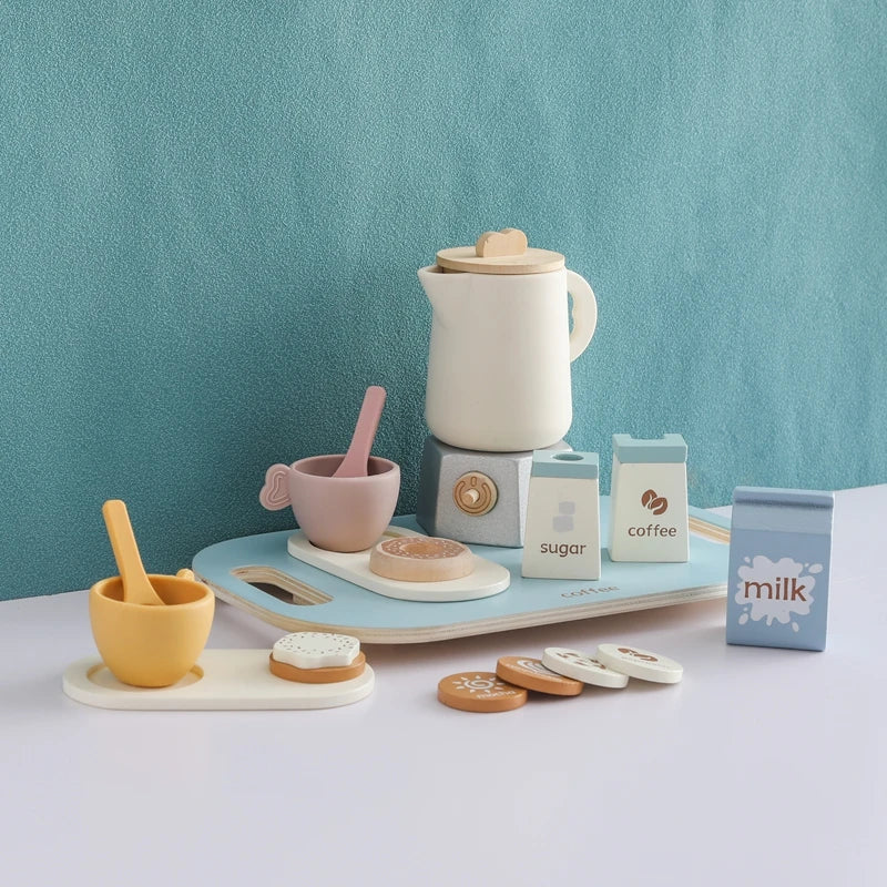 Montessori Wooden Coffee Set with Biscuits – Pretend Play Toy