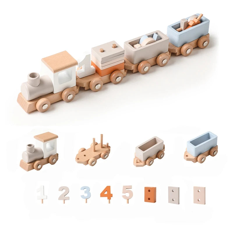 Wooden Birthday Train Set – Number Display 1–5 for Baby & Toddler Celebrations