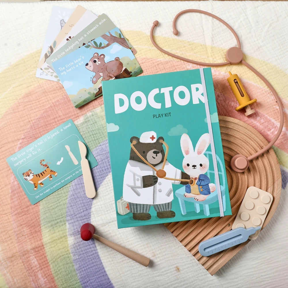 Pretend Play Doctor Kit – Montessori Medical Toy Set with Care Cards