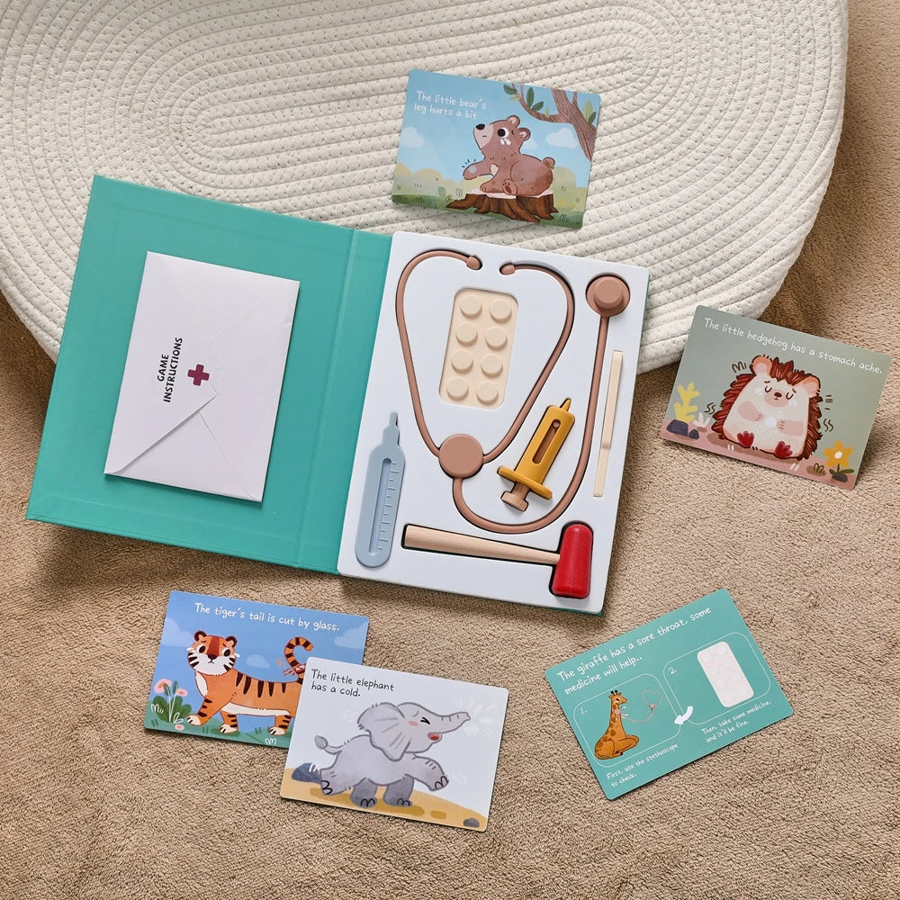 Pretend Play Doctor Kit – Montessori Medical Toy Set with Care Cards