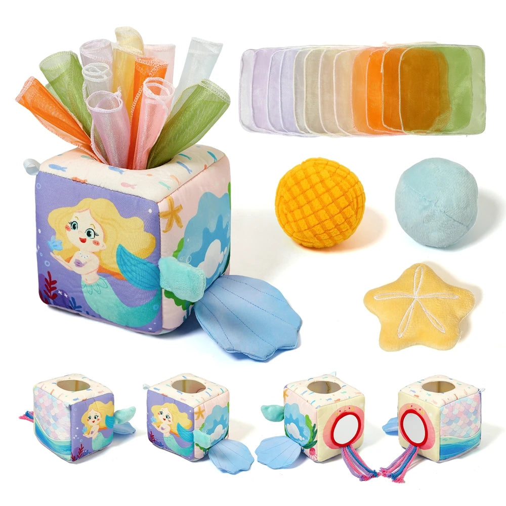 Mermaid Sensory Activity Box – Plush Baby Learning Cube