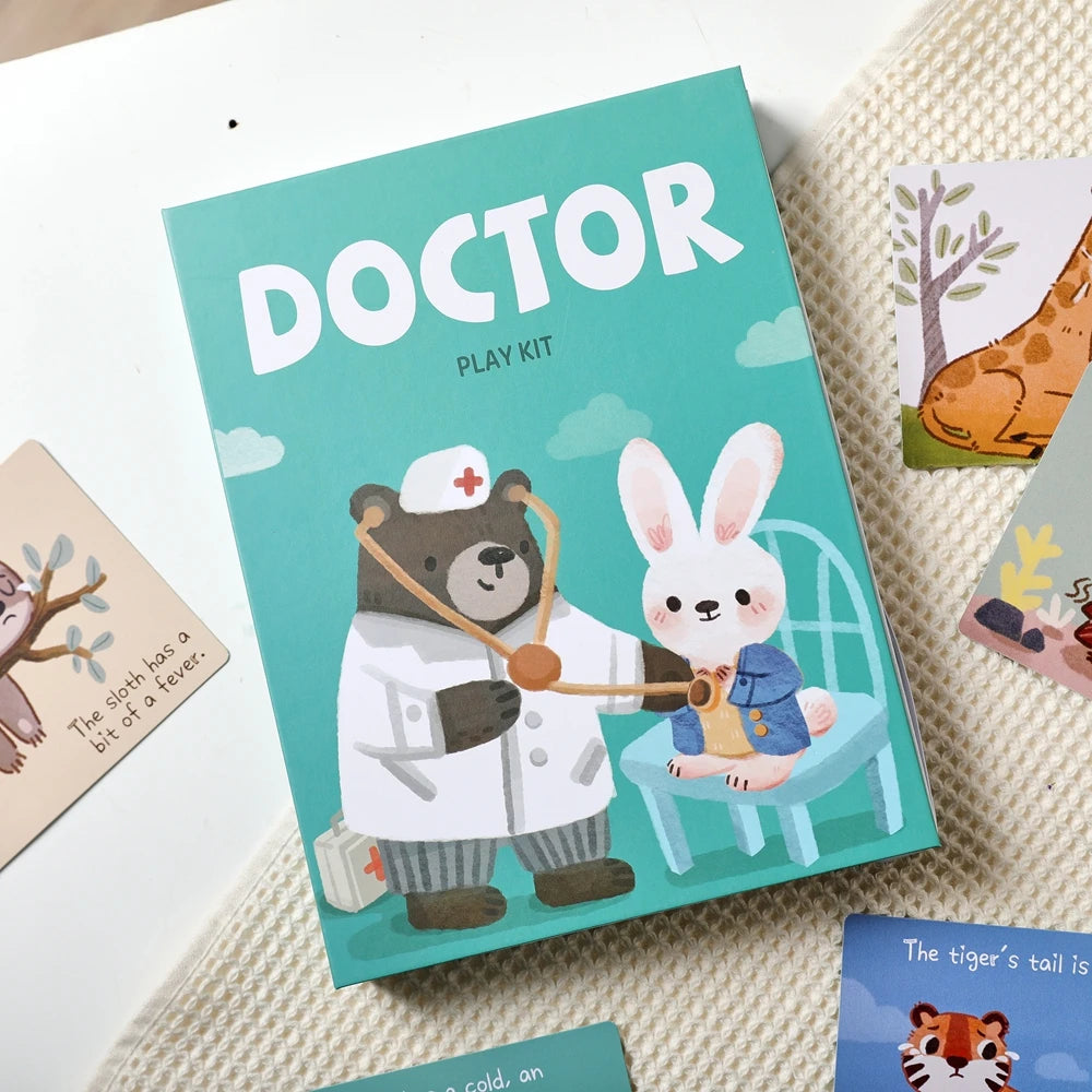 Pretend Play Doctor Kit – Montessori Medical Toy Set with Care Cards