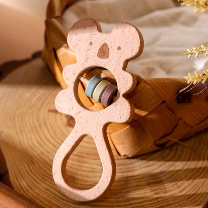Wooden Montessori Animal Rattle