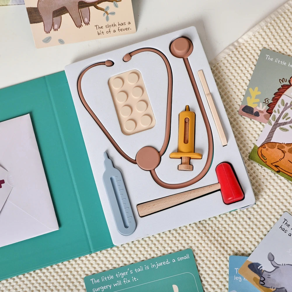 Pretend Play Doctor Kit – Montessori Medical Toy Set with Care Cards