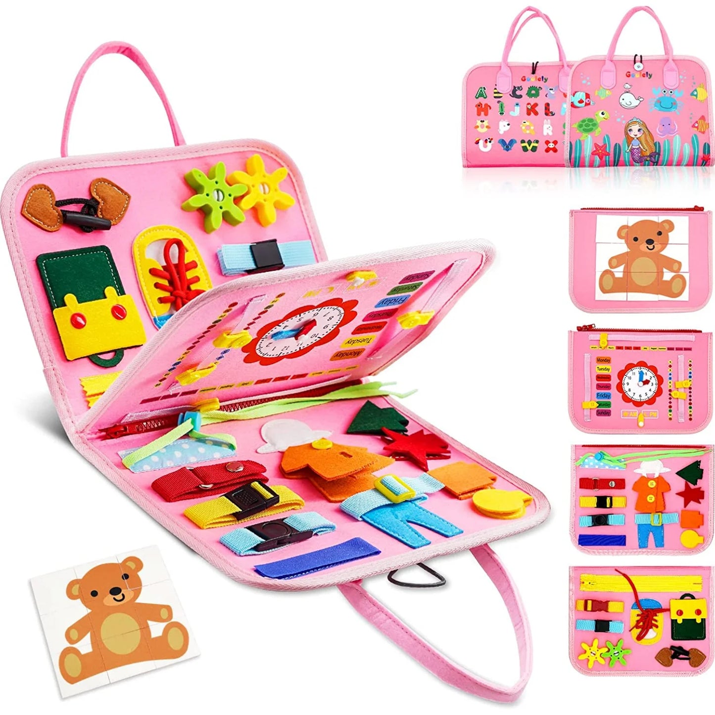 Montessori Busy Board Book – Toddler Fine Motor, Sensory & Practical Life Educational Toy