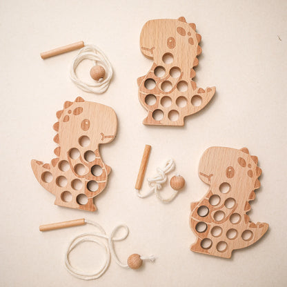 Wooden Animal Lacing Toys – Montessori Fine Motor Skill Set fo School Preparation