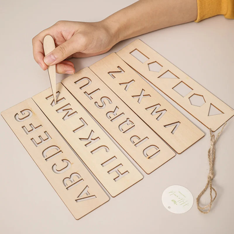 Wooden Alphabet & Number Tracing Boards – Montessori Fine Motor Toy for Kids