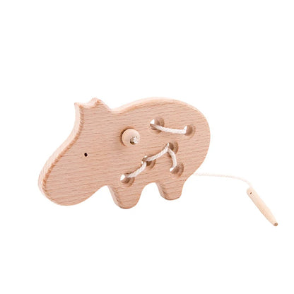 Wooden Animal Lacing Toys – Montessori Fine Motor Skill Set fo School Preparation