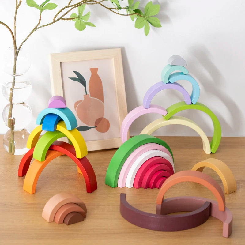 Wooden Rainbow Stacker – Montessori Open-Ended Toddler Learning Toy
