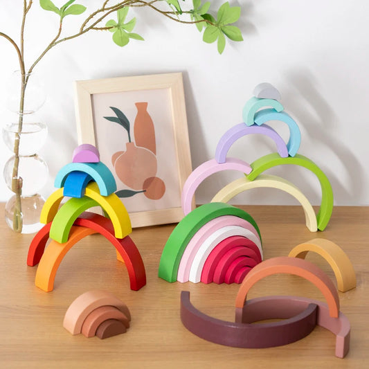 Wooden Rainbow Stacker – Montessori Open-Ended Toddler Learning Toy