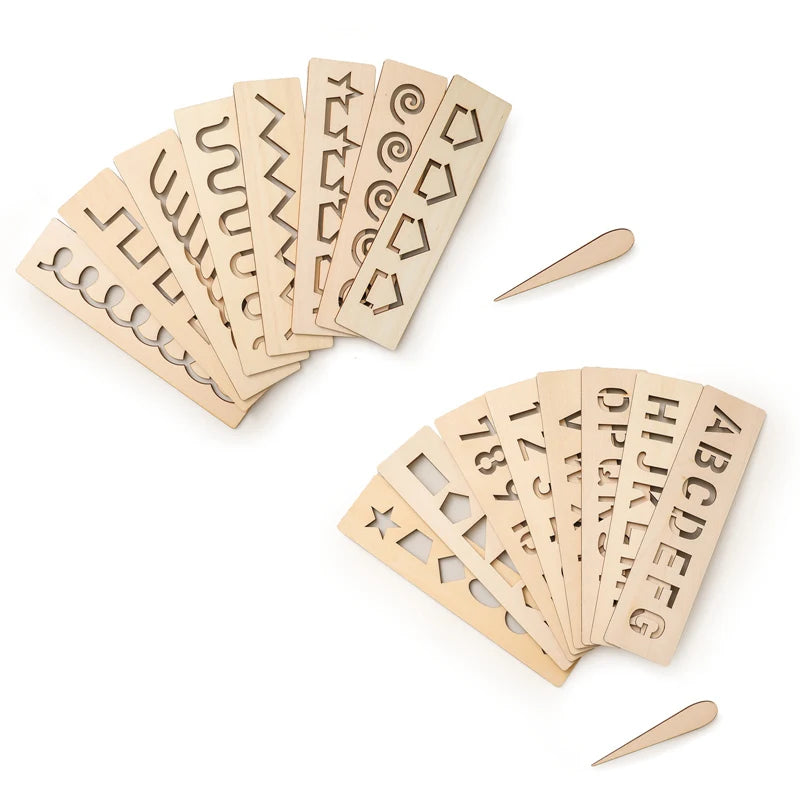 Wooden Alphabet & Number Tracing Boards – Montessori Fine Motor Toy for Kids