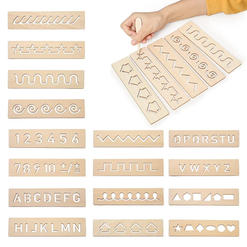 Wooden Alphabet & Number Tracing Boards – Montessori Fine Motor Toy for Kids