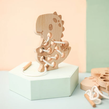 Wooden Animal Lacing Toys – Montessori Fine Motor Skill Set fo School Preparation