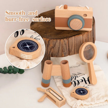 Montessori Wooden Adventure Kids Toy Set – Camera, Compass, Binoculars & More