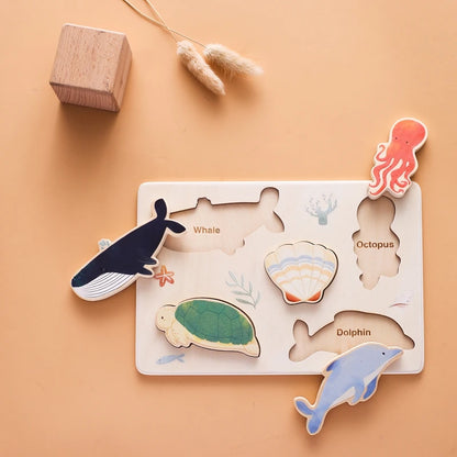 Montessori Wooden Puzzles - Toddler Fine Motor Skills Toy