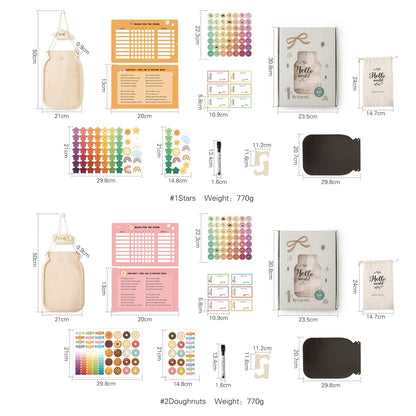 Wooden Reward Jar for Kids – Behavior Chart with Tokens, Habit Tracker & Coupons