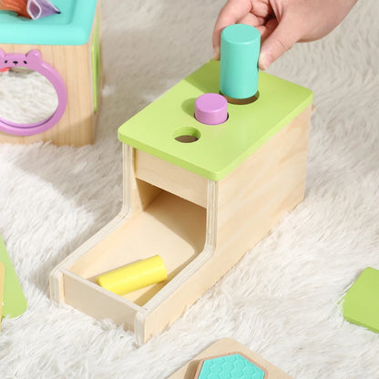 Montessori Wooden Activity Box for 9–12 Months – Educational Baby Toy Set