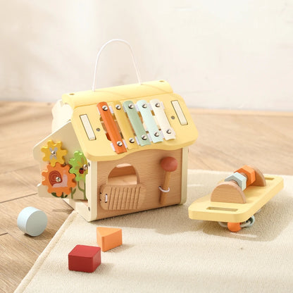 Wooden Montessori Activity House Toy – 7-in-1 Educational Play Center for Toddlers