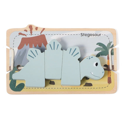 Wooden Dinosaur Lacing Puzzle – Montessori Fine Motor Toy for Toddlers