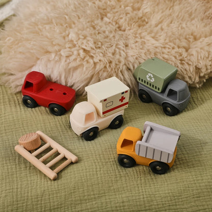Montessori Toddler Trucks – Silicone Vehicles with Mix & Match Carriages