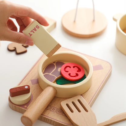 Wooden Kitchen Play Set – Pretend Cooking Toys for Toddlers and Kids
