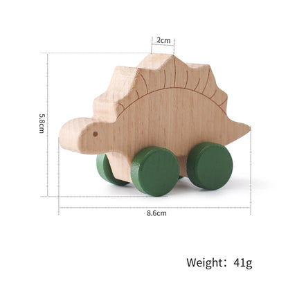 Montessori Wooden Dinosaur Push Toy Set – Rolling Dinos for Toddlers & Kids