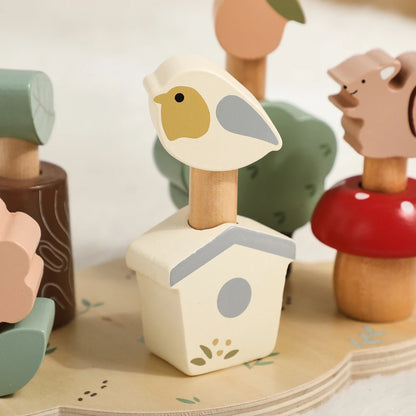 Montessori Wooden Forest Pop Up Toy – Nature Animal Play Set for Toddlers