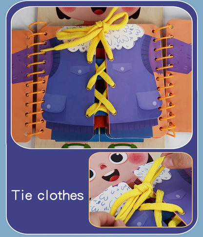 Montessori Dressing Skills Busy Board Book – Practical Life Learning Toy