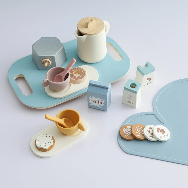 Montessori Wooden Coffee Set with Biscuits – Pretend Play Toy