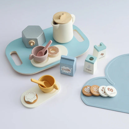 Montessori Wooden Coffee Set with Biscuits – Pretend Play Toy