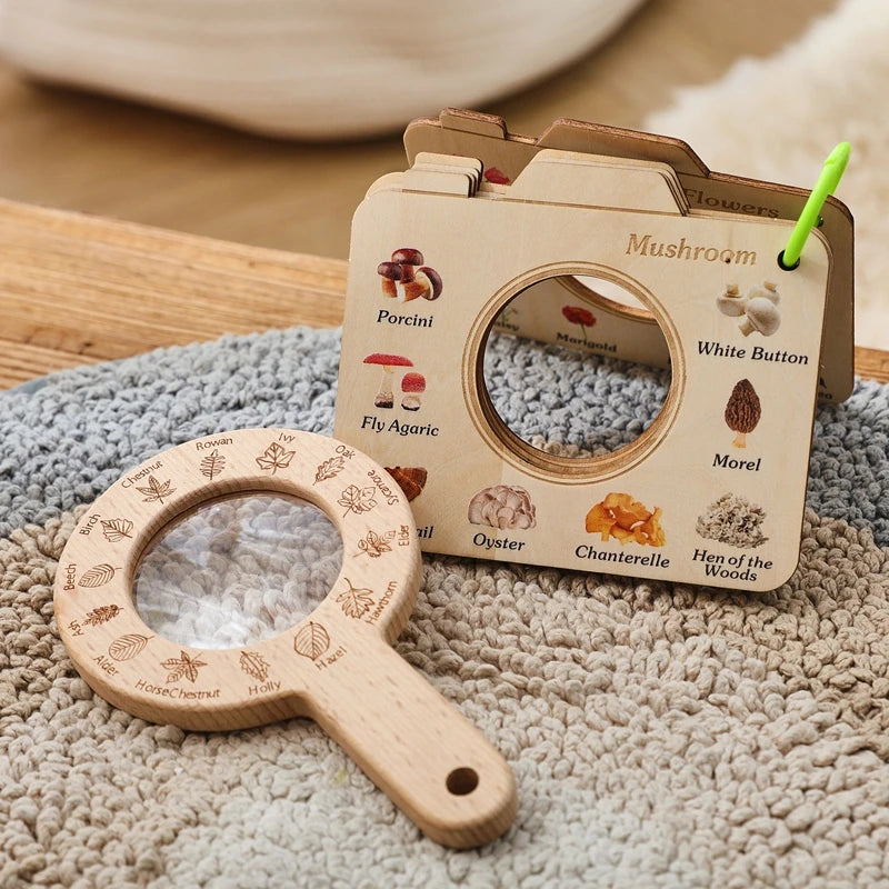 Wooden Flower & Leaf Discovery Set for Kids – Montessori Nature Exploration Toy