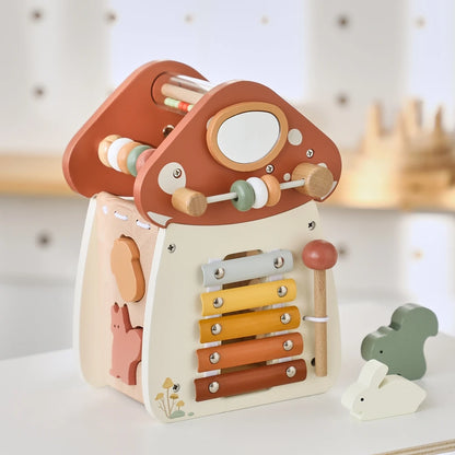 Wooden Mushroom Toy for Toddlers – Montessori Activity Cube