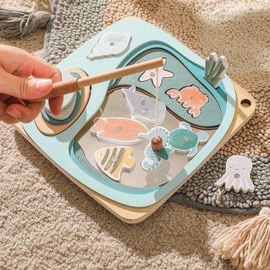 Wooden Montessori Magnetic Fishing Puzzle Toy for Toddlers