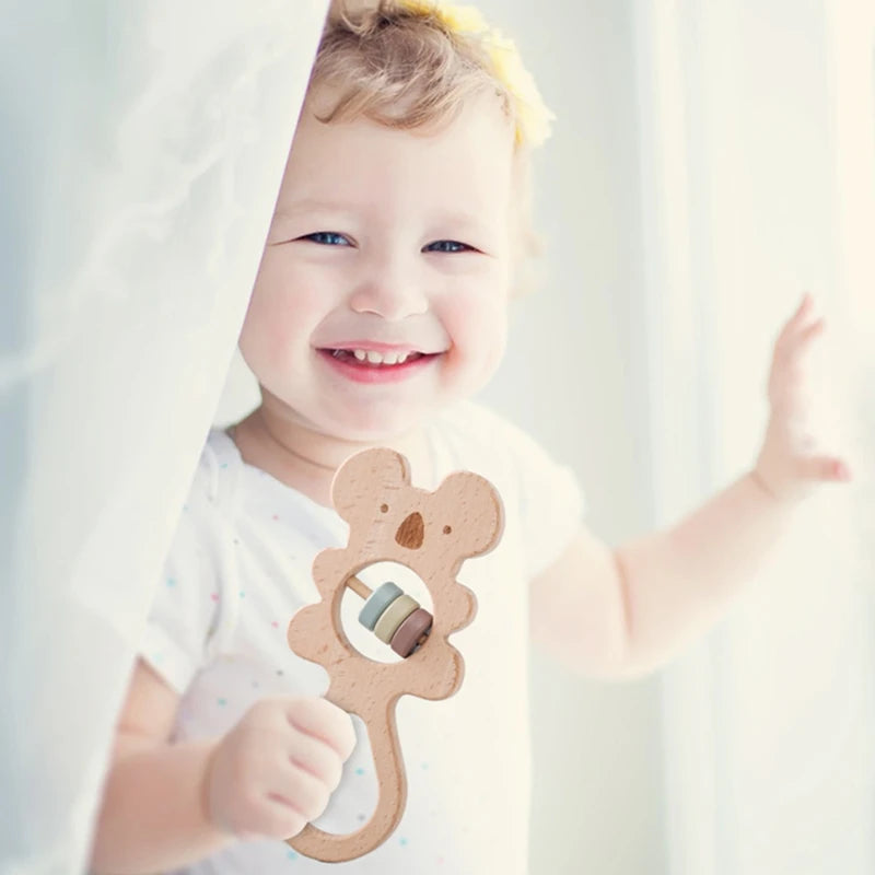 Wooden Montessori Animal Rattle