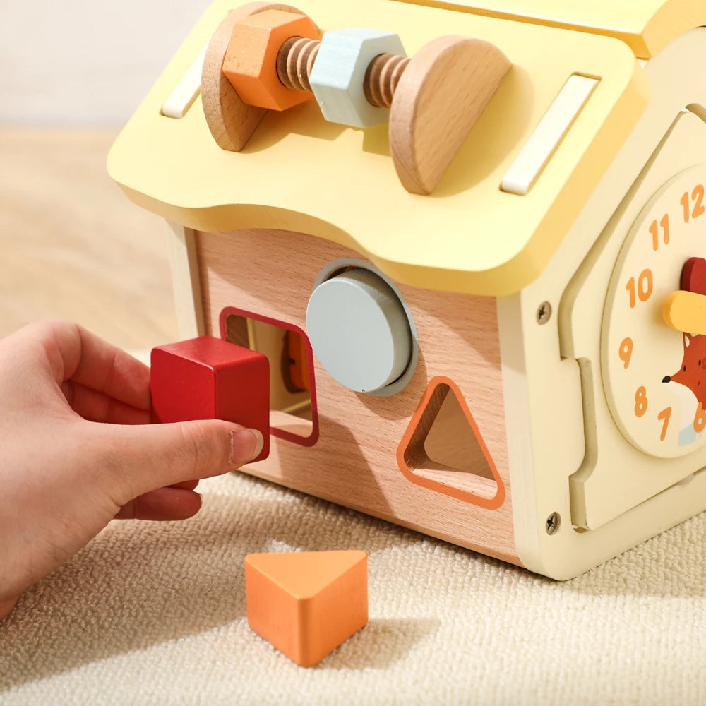 Wooden Montessori Activity House Toy – 7-in-1 Educational Play Center for Toddlers