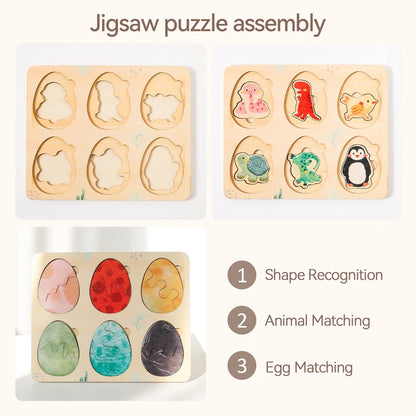 Montessori Wooden Animal & Vehicle Puzzle Set
