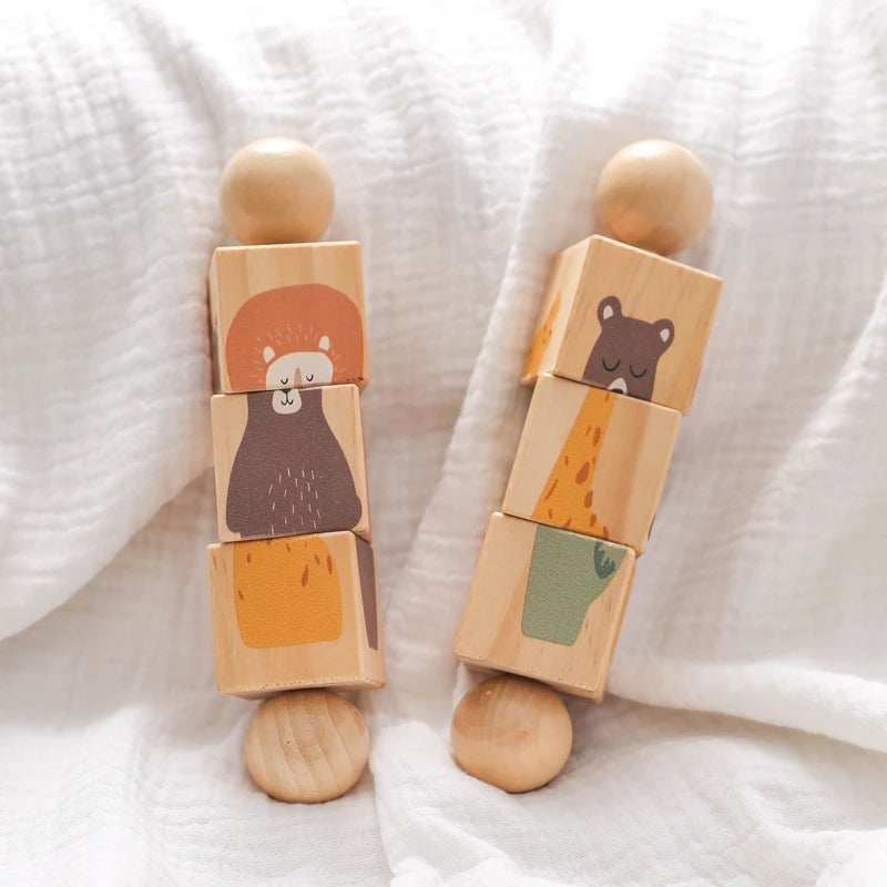 Montessori Wooden Rotating Animal Rattle – Early Learning Sensory Toy for Babies & Toddlers