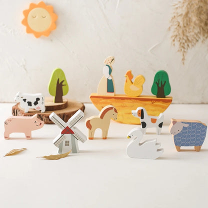 Montessori Farm Animal Stacking Toy – Balancing Game for Toddlers & Kids