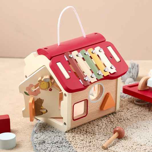 Wooden Montessori Activity House Toy – 7-in-1 Educational Play Center for Toddlers