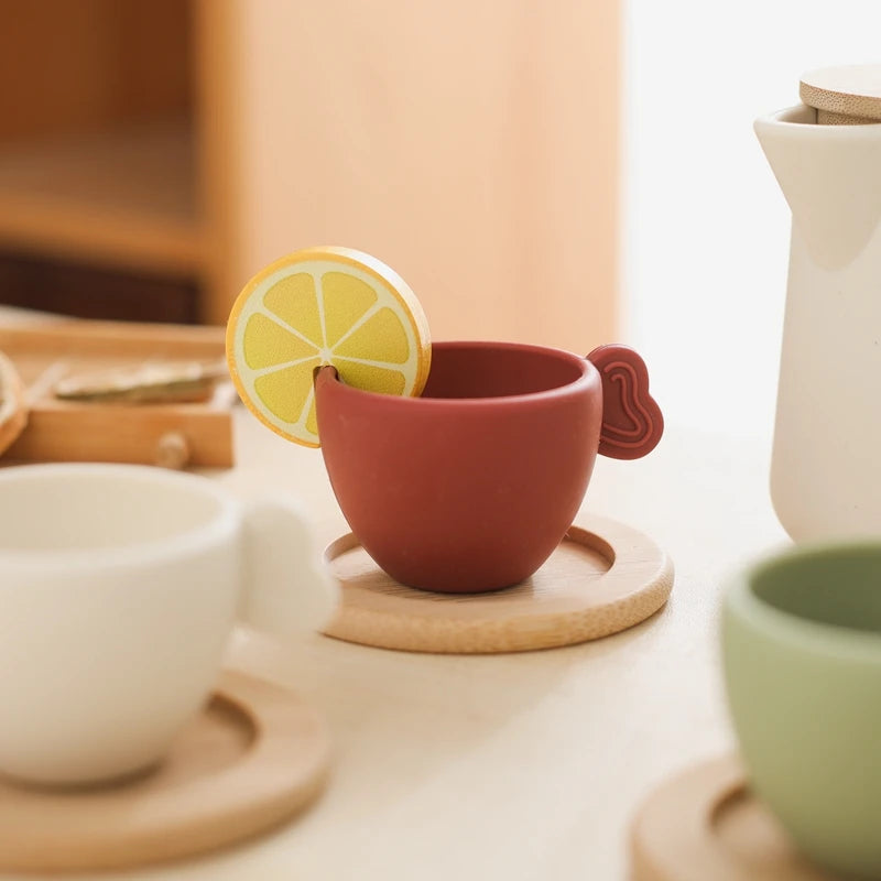 Montessori Tea Party Set – Natural Wood & Food Grade Silicone