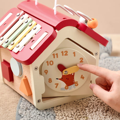 Wooden Montessori Activity House Toy – 7-in-1 Educational Play Center for Toddlers