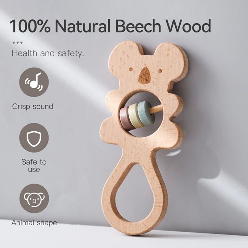 Wooden Montessori Animal Rattle