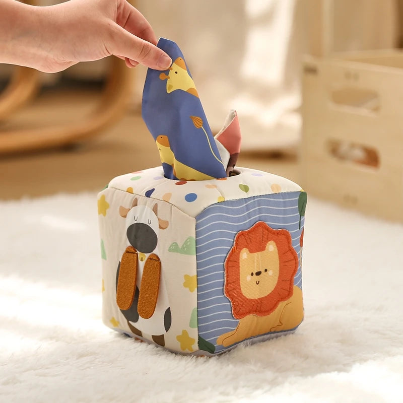 Animal Sensory Activity Box – Plush Baby Learning Cube