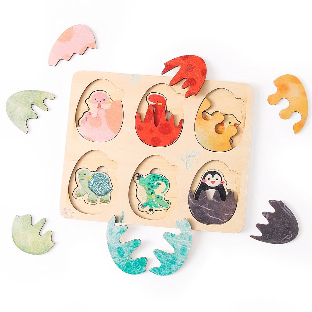 Montessori Wooden Animal & Vehicle Puzzle Set