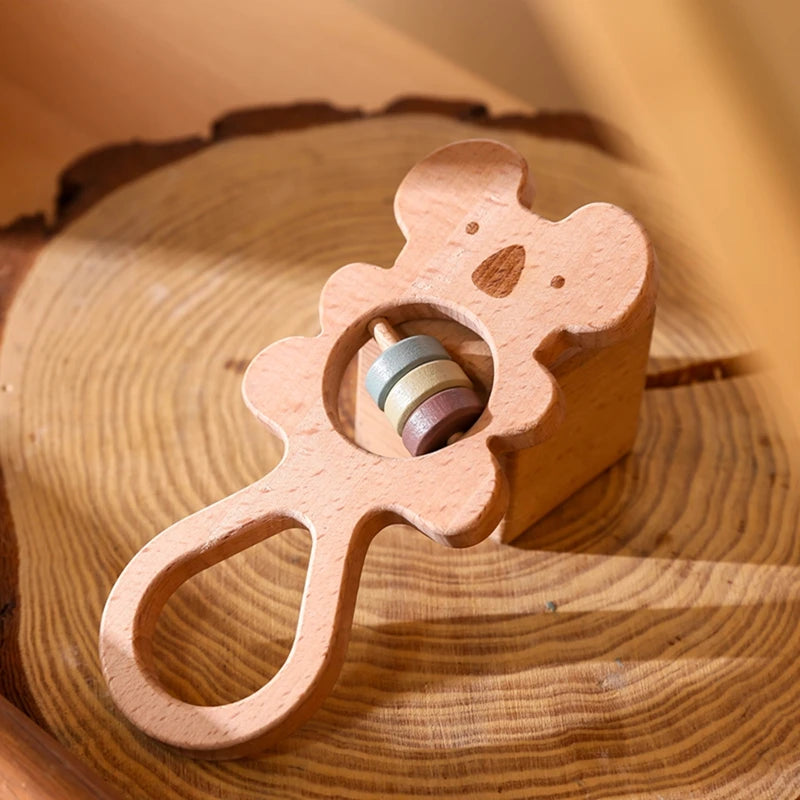 Wooden Montessori Animal Rattle