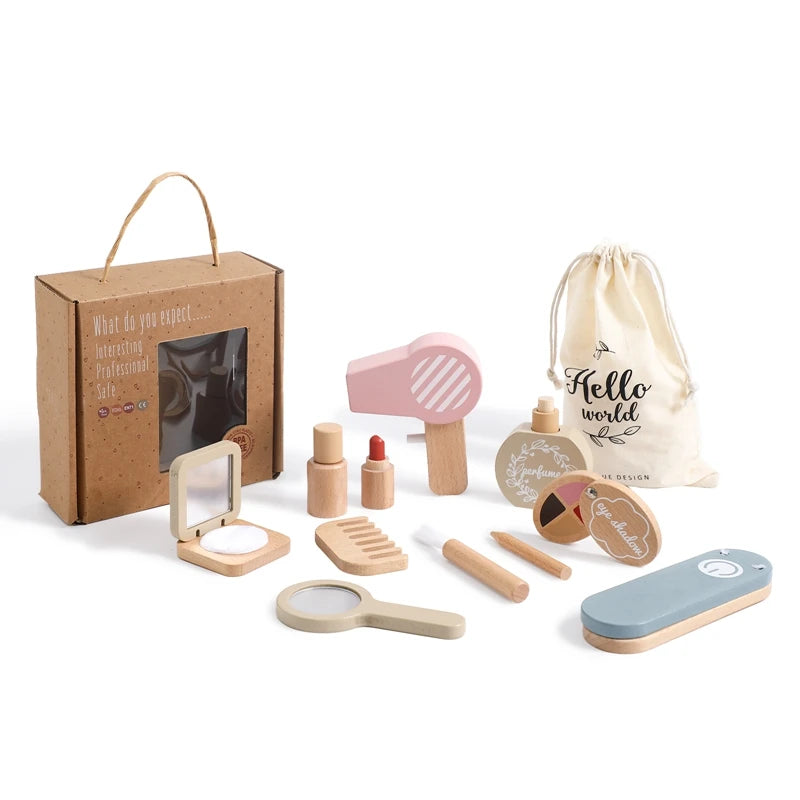 Montessori Wooden Beauty Set – Role Play Hair & Makeup Toy for Toddlers