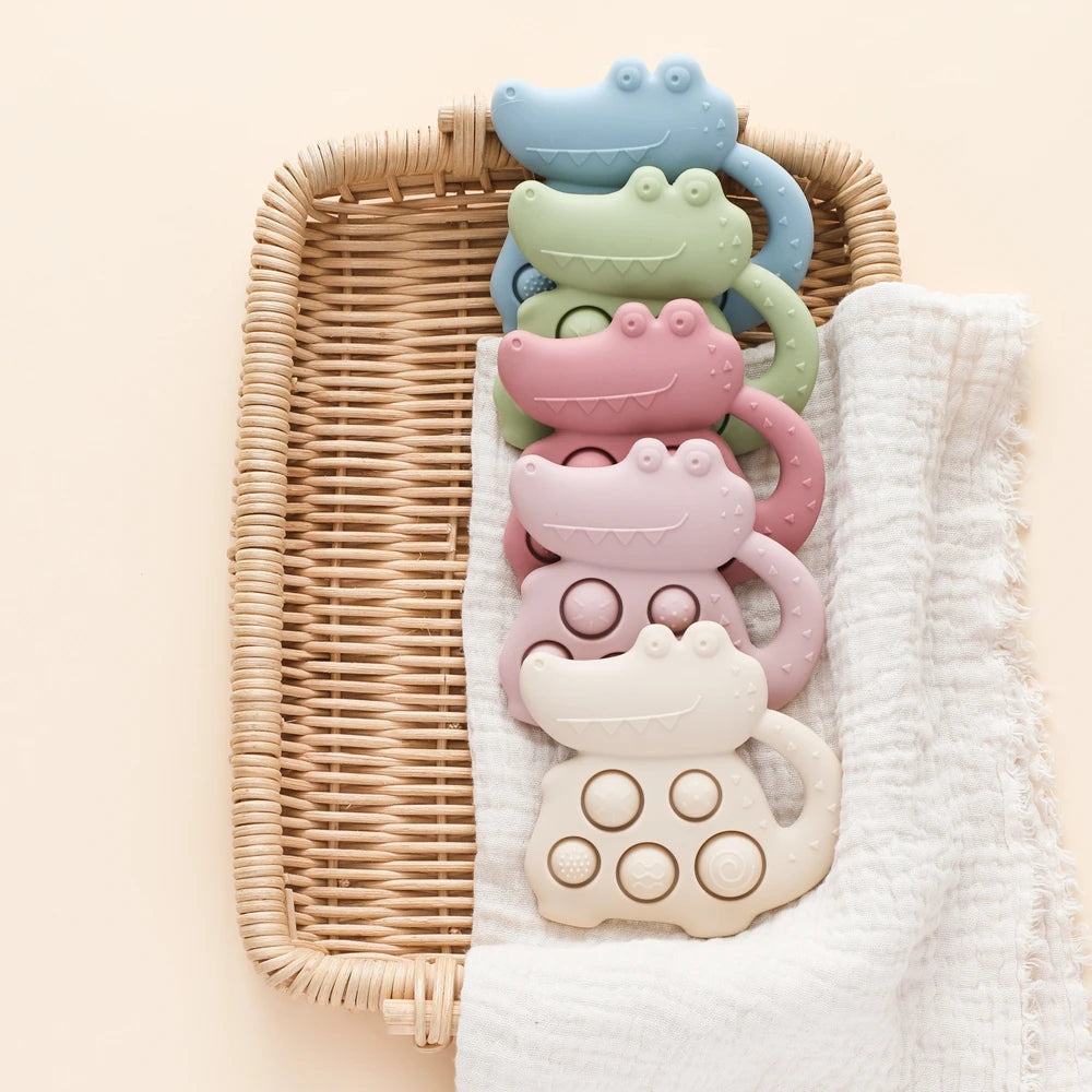 Crocodile Silicone Sensory Toy for Babies – Tactile Fidget & Teether