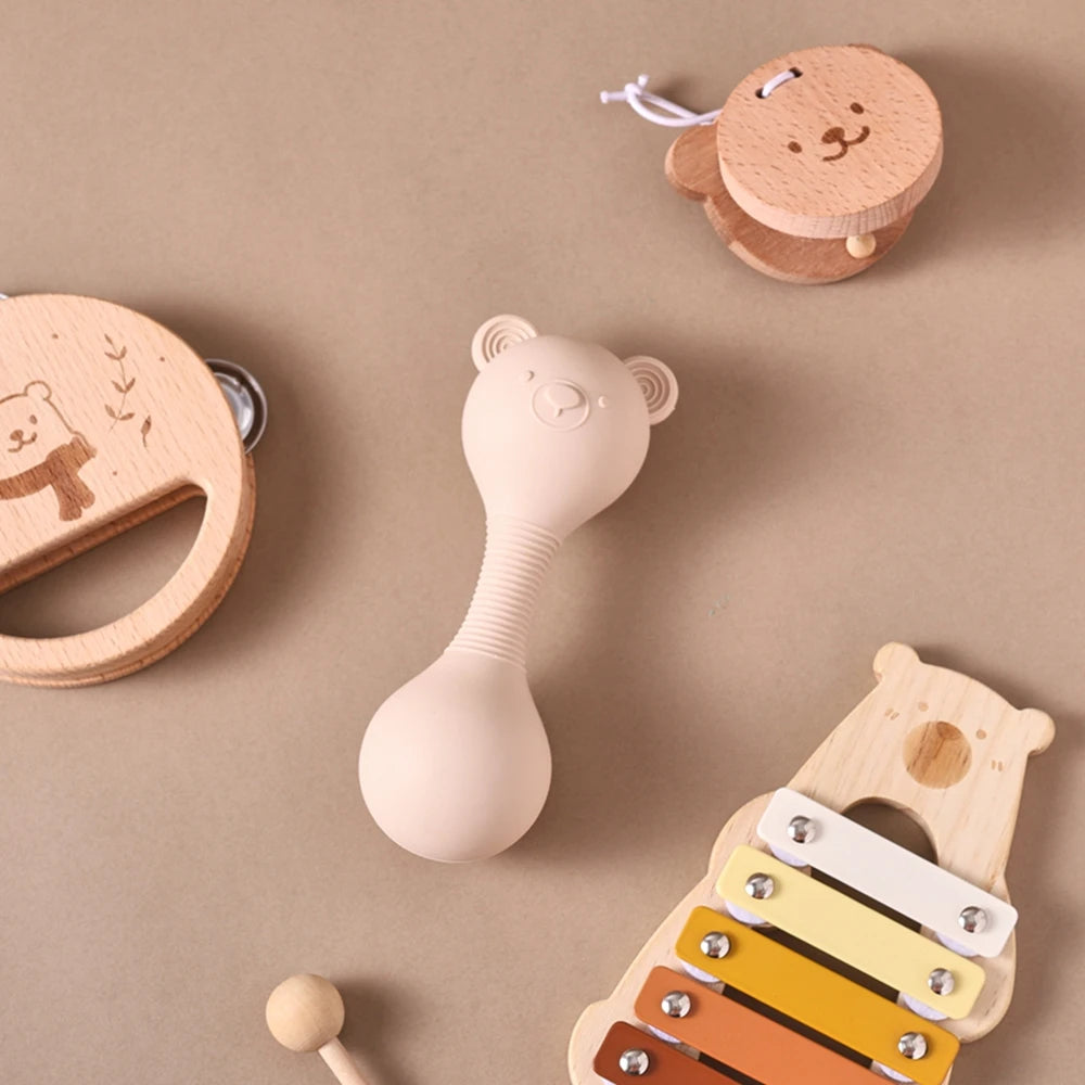 Bear-Themed Baby Musical Instrument Set – 5-Piece Montessori Music Toys
