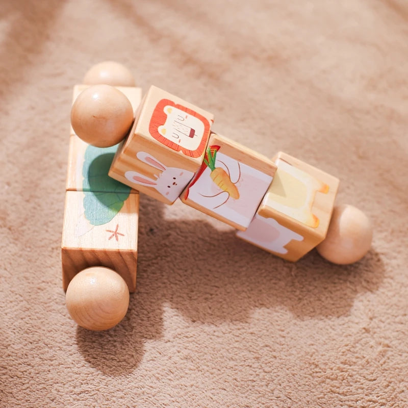 Wooden Rotating Animal Puzzle - Montessori Toddler Matching Toy